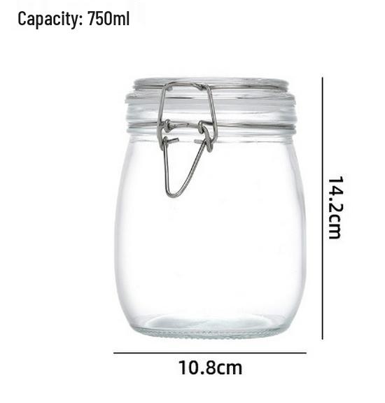 In Stock Transparent Graduated Glass Storage Jar with Sealed Buckle for Moistureproof Tea or Mason Jar Storage
