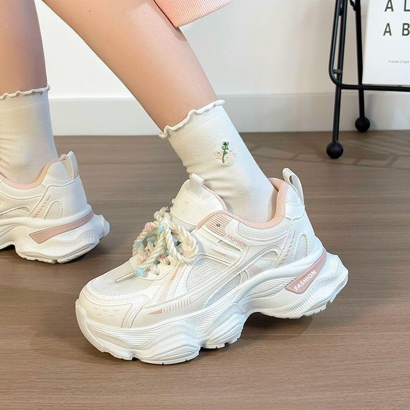 Ultraleichte Damen Schuhe Plateau Mesh Sneaker Damen Herbst Neu Mädchen Vielseitige Höhenvergrößernde Dad Schuhe