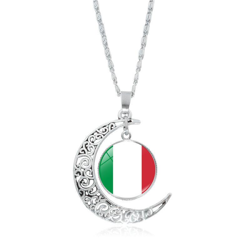 European Cup Top 24 National Flag Moon Women's Versatile Fashion Accessories Pendant Necklace