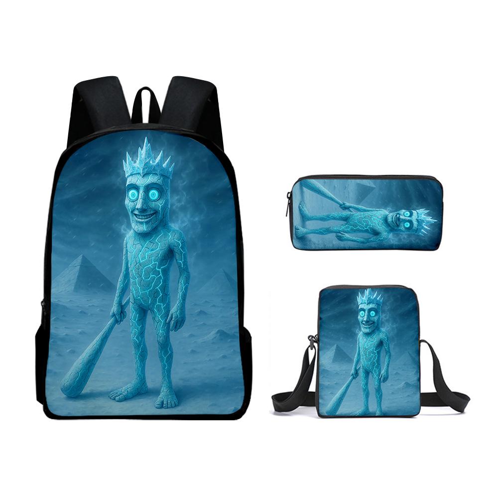 High-end Ice Plus fire Soccerly Foot Ball 3D Design 3pcs/Set Learner Bags Everyday Laptop Knapsack Backpack Sling Carry Tote Pencil Pouch