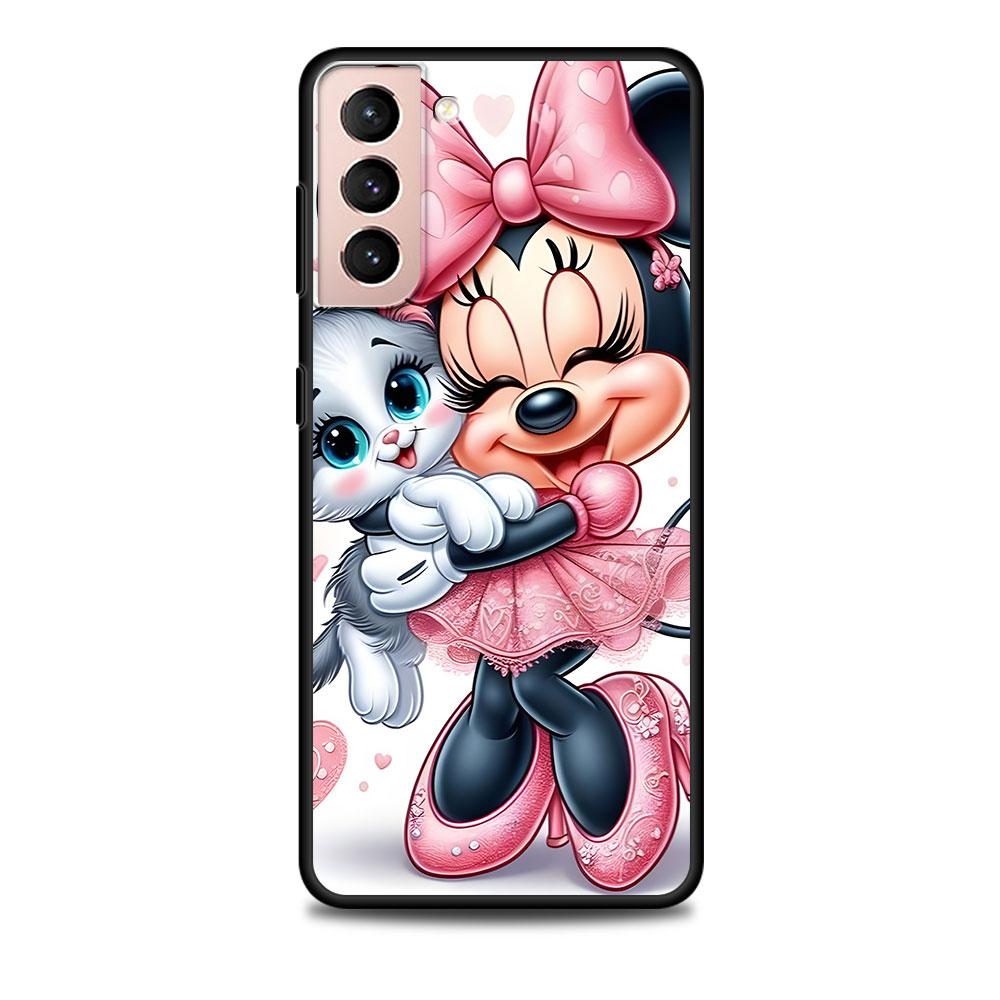 Cartoon Minnie Case for Samsung Galaxy S23 S10e S10 S21 FE S22 S9 S24 Ultra S20 Plus Soft Black TPU Phone Cover Bumper