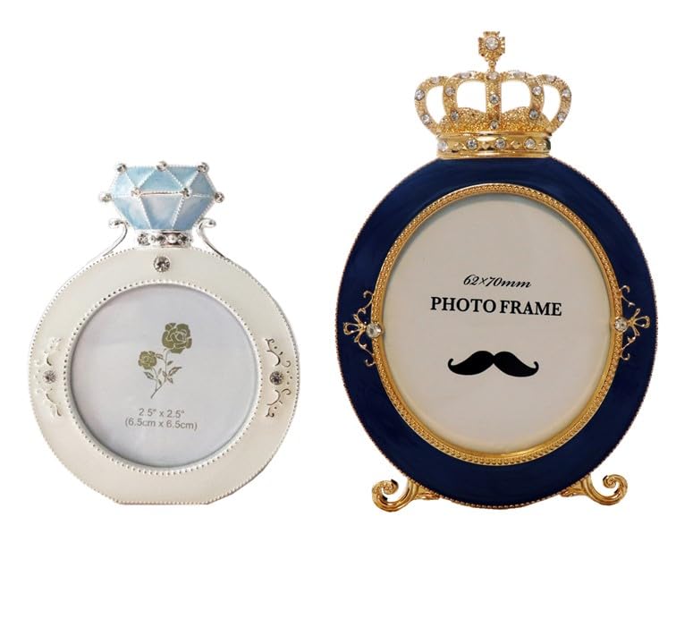 

Aki Kumaya Photo Frame Photo Frame Stylish and Cute Ring Shape x (White Navy, 1)