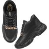 Shoetopia Chain Detailed Black Sneakers For Women & Girls-Eu40