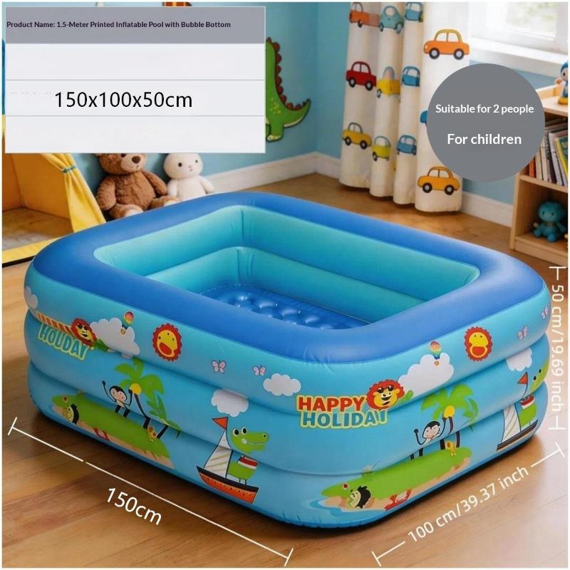 Inflatable Swimming Pool 3 Layer Thickened Cute Cartoon Prints For Backyard Kids Summer Water Play