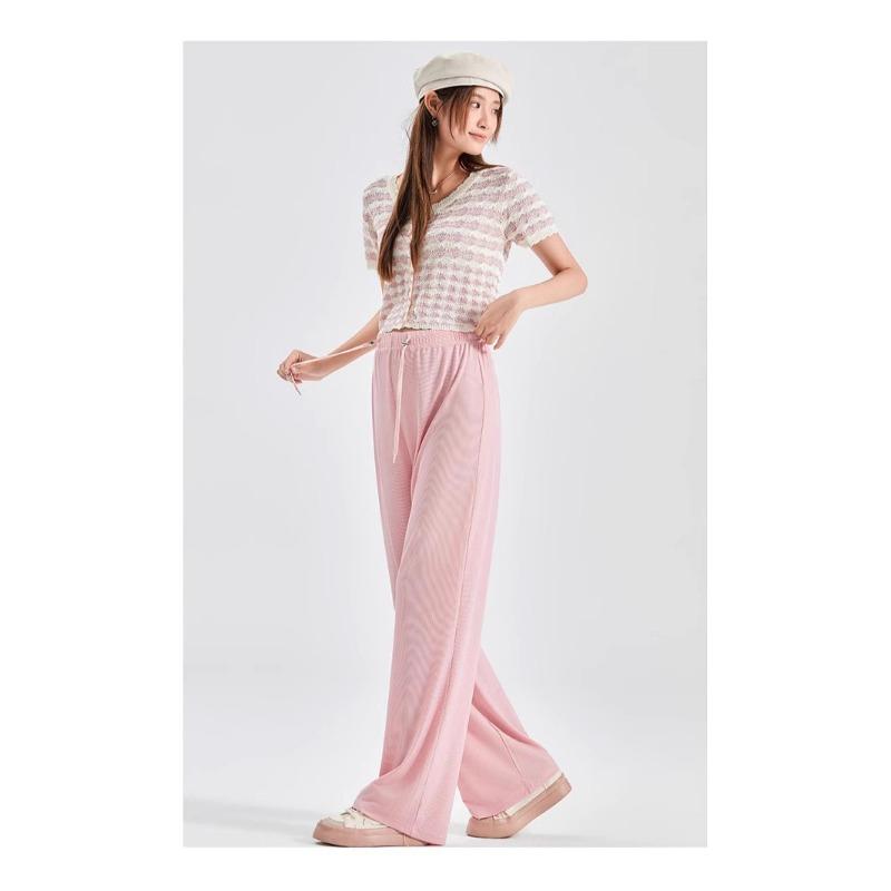 Maternity pants summer thin outer pants large size straight pants summer wide leg pants long pants ice silk leggings summer