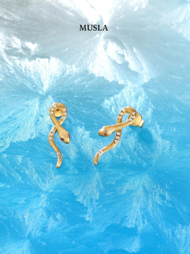 Musla Design Jewelry For Women Snake Shaped Hoop Earrings 925 Sterling Silver Earrings Zircon Fashion Stud Earrings