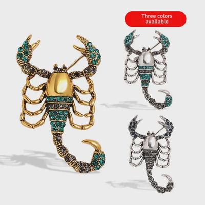 Retro European & American Rhinestone Scorpion Brooch - Creative Alloy Design