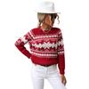 Vintage Fashion Elegant Casual Autumn and Winter Women's Trend Round Neck Red Knitted Christmas Snowflake Sweater