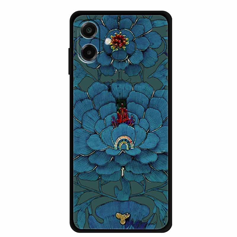 3D Silicone Case For Samsung Galaxy A07 4G Case Relief Emboss Flowers Black Soft Back Cover Coques For Samsung Galaxy A17 Cases