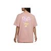 Nike Sportswear Logo Print Ribbed Crew Neck Sports Short Sleeve T-Shirt Women T-Shirt Pink FD2550-618