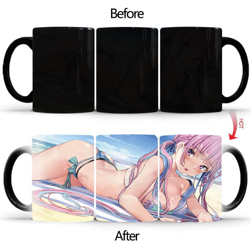 

Кружки-сувениры в стиле аниме BSKT-016, кружки и чашки для кофе, меняющие цвет, персонализированные подарки, посуда для питья, керамика, индивидуальный заказ 350ml