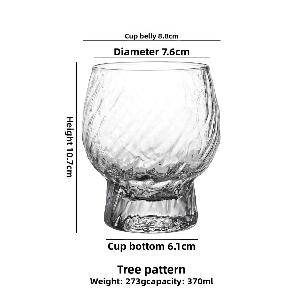 Drum Shaped Glass Tumbler with Thick Base Luxury Whiskey and Americano Cup for Home Bar Entertainment Modern Decor
