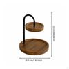 TwoTier Tabletop Rack WoodGrain Finish Round Storage Black Metal Countertop Organizer for