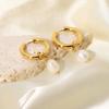 French Retro Earrings Temperament Earrings Bead Circle Ear Buckles Electroplated 18k Gold Plated Earrings