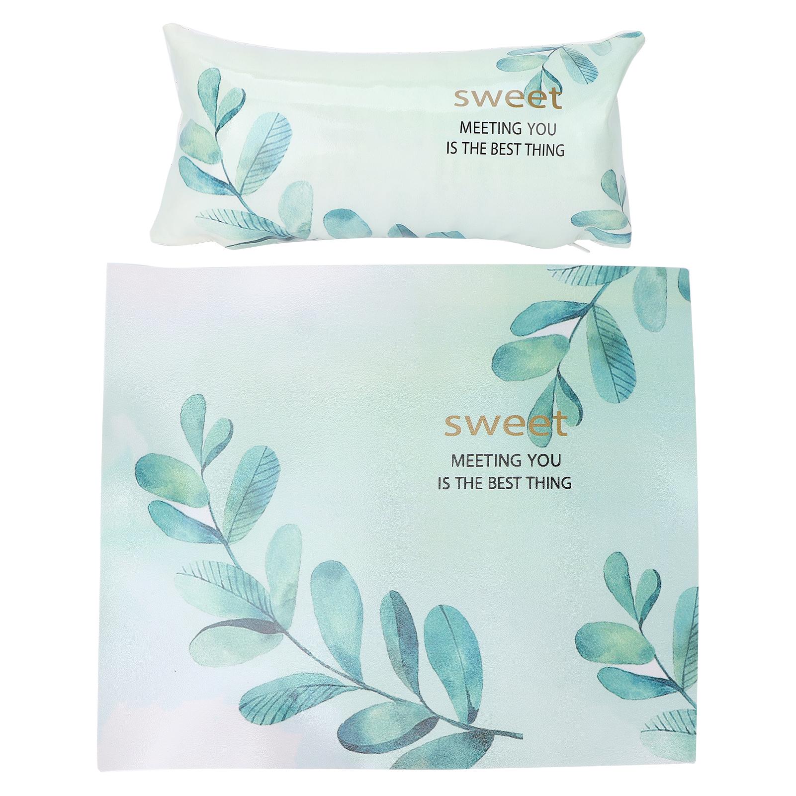 

Удобная подушка для рук для нейл-арта с ковриком, съемная, с рисунком зеленых листьев, подставка-коврик для рук