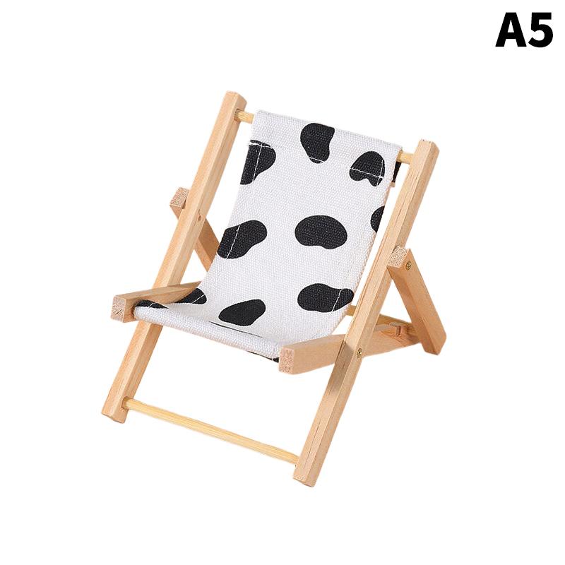 Cute Mini Wooden Beach Chair Phone Holder Foldable Model Photography Prop Decor Gift Idea Home Office Accessory