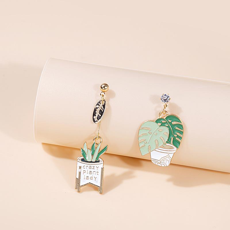 Asymmetrical Cartoon Balloon Bear Earrings, Cute Rainbow Rabbit Cat Cake Daisy Angel Stud Earrings