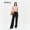 MO&Co. High-Waist Wide-Leg Cotton Blend Drawstring Joggers