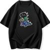 Summer Men's Cute Little Dinosaur Printed Short-sleeved T-shirt, High-quality Casual Wear, Versatile and Trendy Top