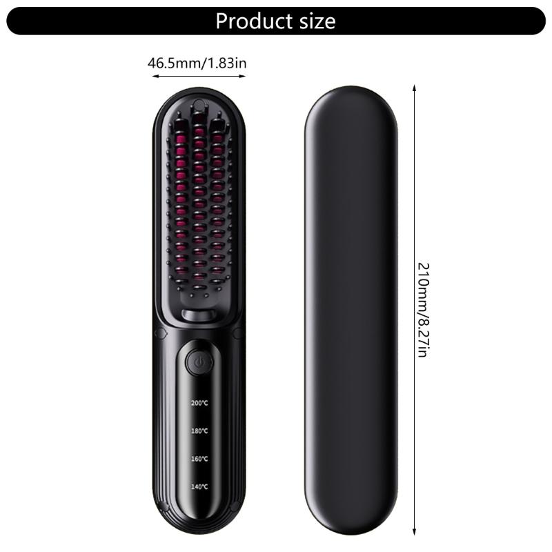 Cordless Hair Straightener USB Rechargeable Straightening Brush 4 Temp Settings Rechargeable Straight Hair Comb