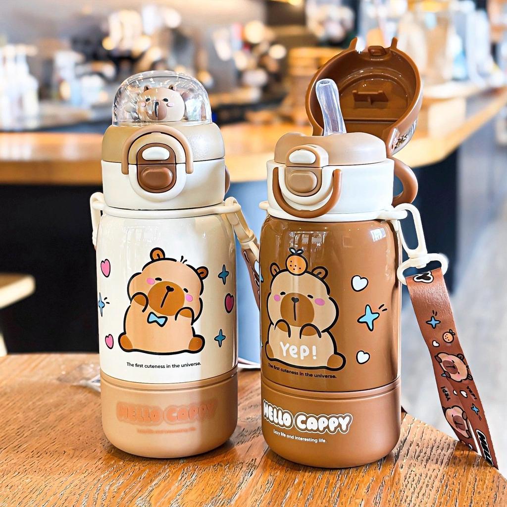 400ml Capybara Stainless Steel Coffee Cup Travel Thermal Mug Leak-proof Bottle Tea Coffee Mug Insulated Cup Gift Back To School