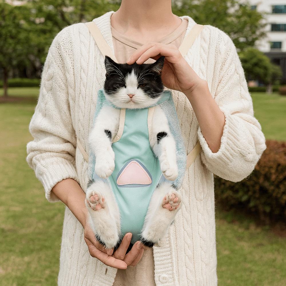 Durable Hands Free Pet Chest Bag Adjustable Straps Comfortable Pet Backpack Soft Breathable Cat Carrier Bag Outdoor Use