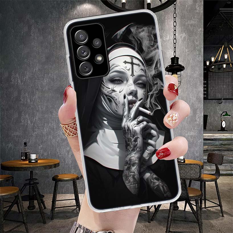 Dark Demon Nun Soft Phone Case For Samsung Galaxy S22 S23 S24 S25 Edge S26 Ultra S20 FE S21 Plus + Fundas Coque Galaxy S20 S21 S