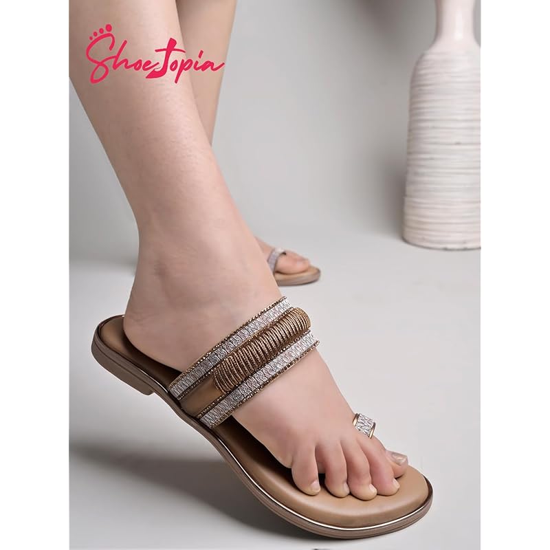 Shoetopia Women S Girls-Ap-65 Flat Sandal-6 Kids Uk (Girls-Ap-65-Copper)-Eu39 6 UK медный