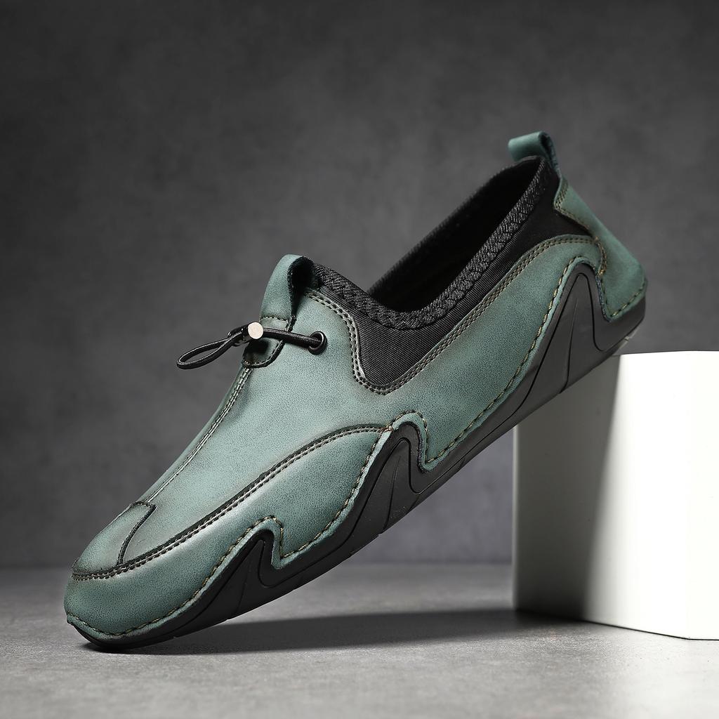 2025 men's beanie shoes casual leather shoes men's soft-soled octopus outdoor lace-up driving shoes men