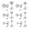 6Pairs/Set CZ Stud Earrings Stainless Steel Round White Cubic Zirconia Hypoallergenic 6 Claws Earring Trendy Jewelry