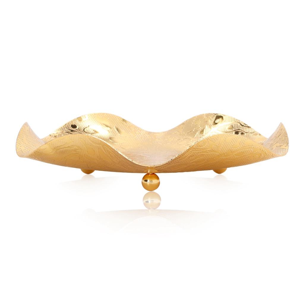 Smooth Surfaces Gold Fruit Bowl Zinc Alloy Decorative Tray Fruit Bowls Snack Tray For Parties