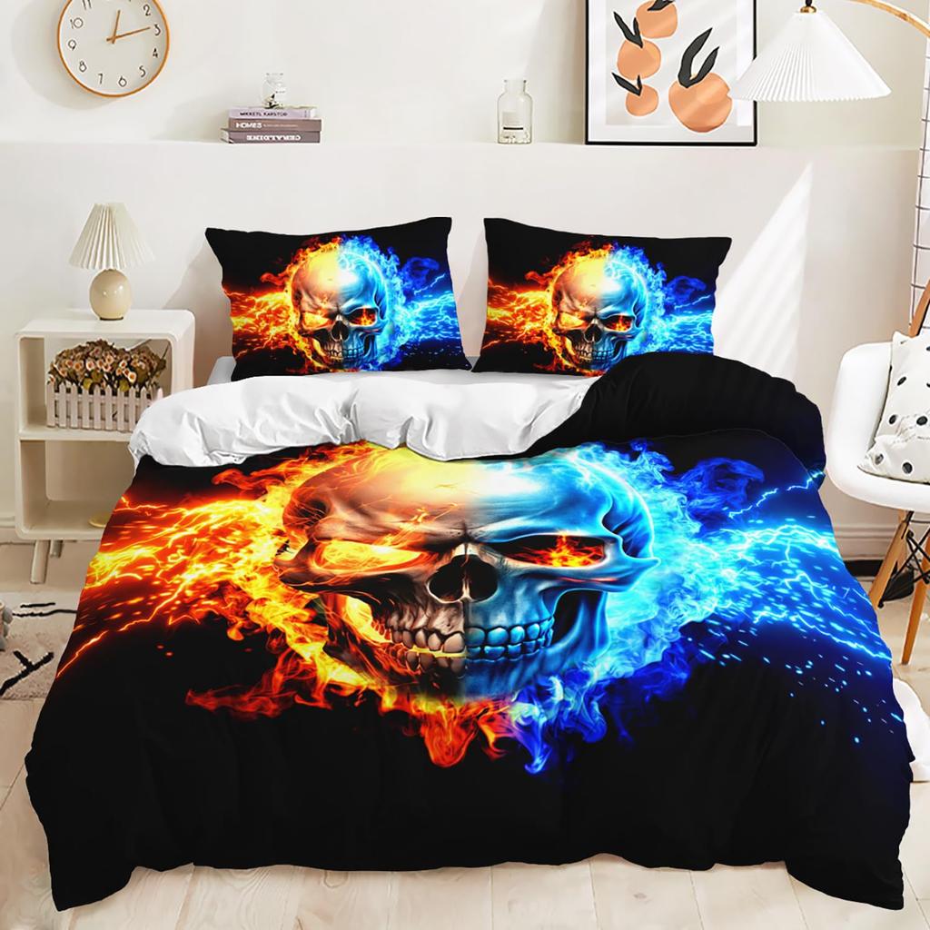 Rock Skull Gothic Three-Piece Quilt Cover 3D Digital Printing Bedding Set Bed Cover