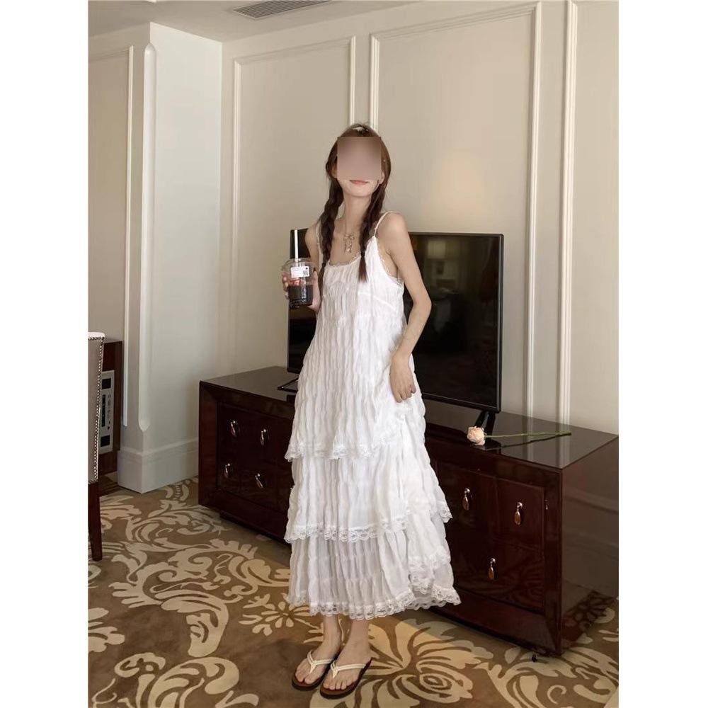 

Versatile French Camisole Dress: Waist-Hugging A-Line Summer Skirt for Women L (suggested for 50-55 kg)