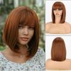 MISS WIG Damskie krótkie proste fioletowe peruki Bob do ramion z grzywką syntetyczne włókno naturalne proste peruki Bob Cosplay