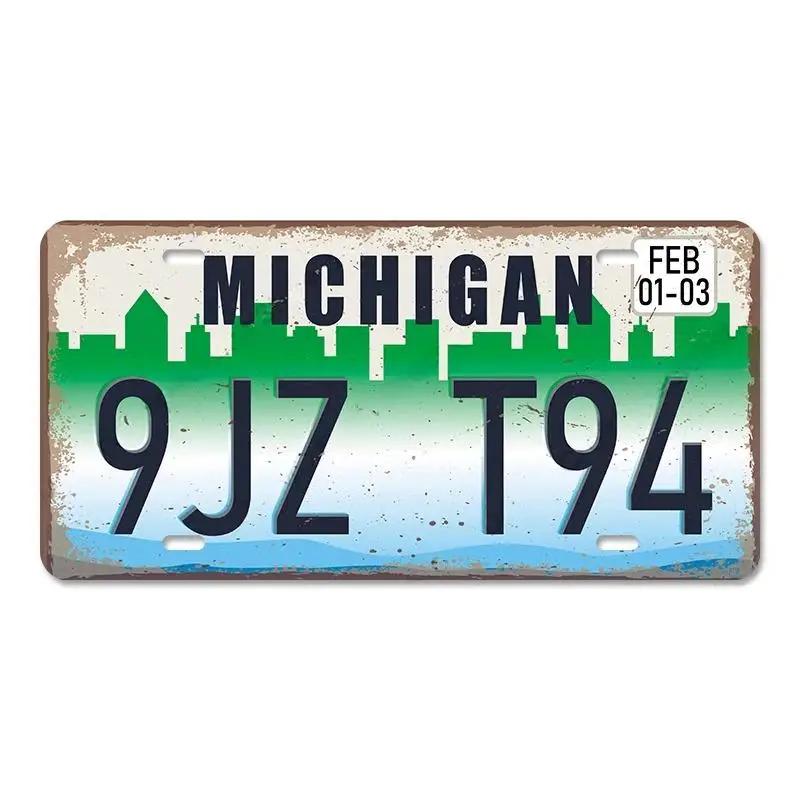 Poster de epocă Placă Statelor Americane Semne de tablă din metal Florida California Texas Hawaii Placă de înmatriculare Club Bar Garage Decor de perete