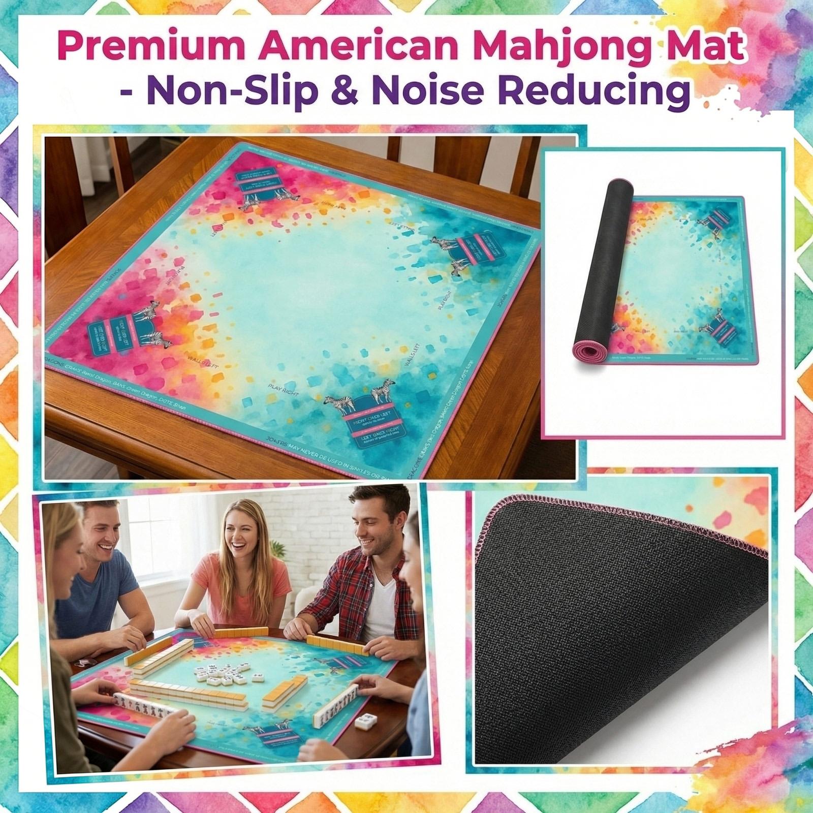 

American Mahjong Mat – 31.5 Inch Non Noise Reducing Padded Game Table Mat For American Mah Jongg With Canvas Carrying Bag, Colorful One Size белый