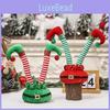 Charming Christmas Decoration Elf Feet Figurine In Red And White Striped Design