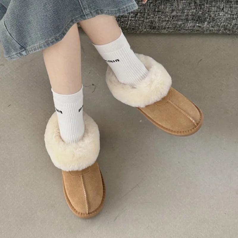 Women's Snow Boots 2024 New Plush Warm Winter Suede Design Women's Ankle Boots Comfortable Thick Sole Casual Slip-on Botas Mujer