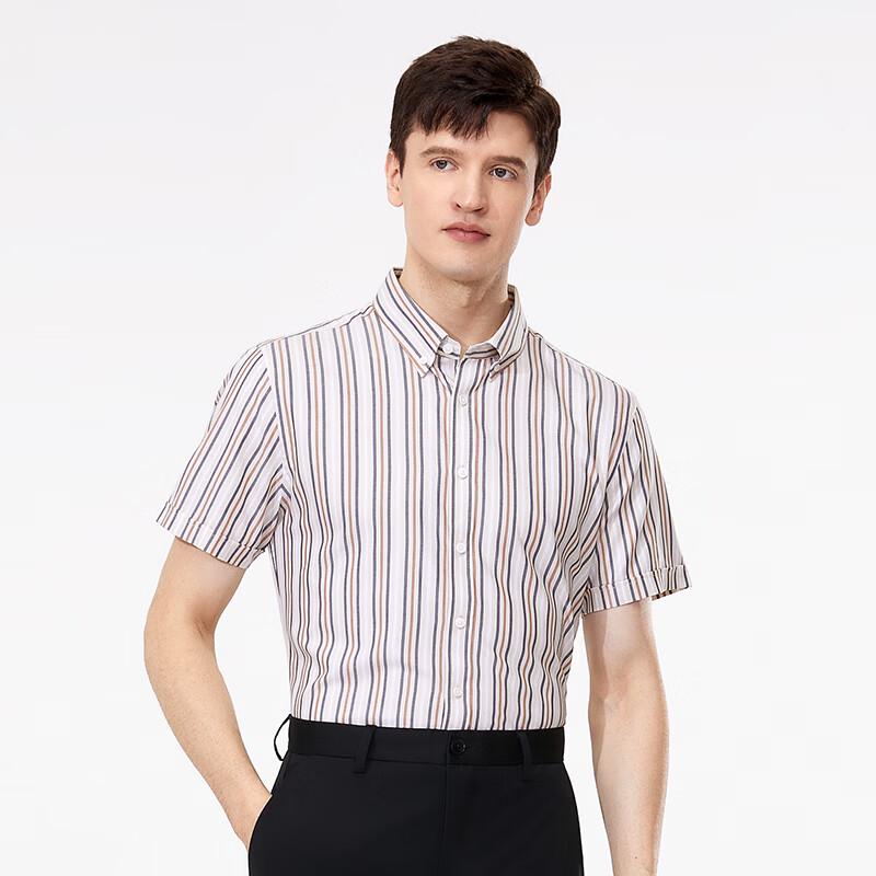 Goldlion Men's Luxury Striped Short-Sleeve Shirt