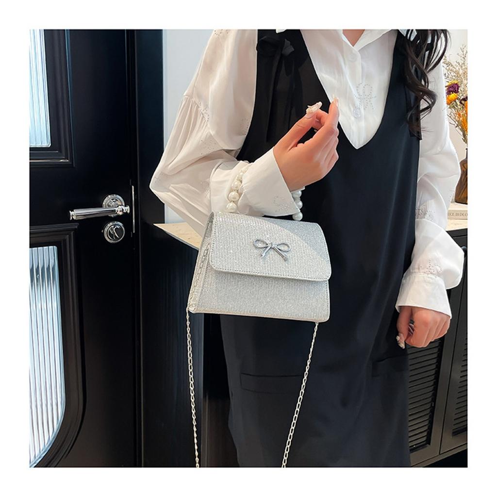 Pink Tote Bowknot Bags Women Single Shoulder Crossbody Bags Niche Fashion Cute Small Square Bag