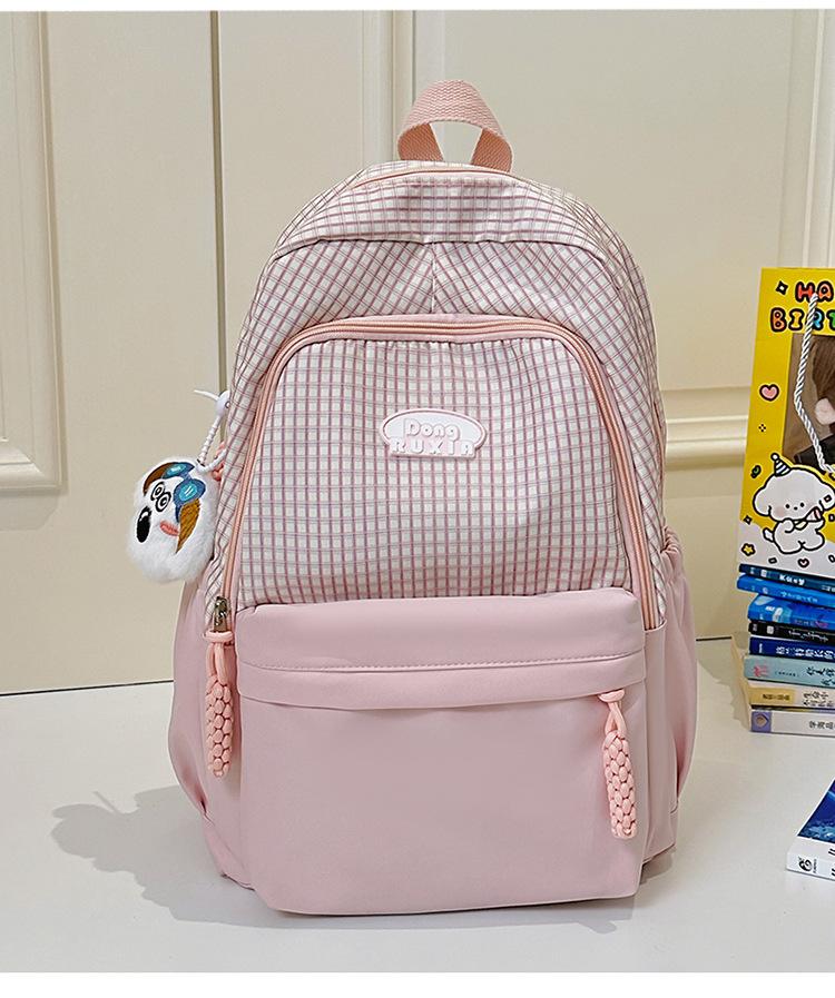 Schoolbag Sweet Japanese Literary Plaid Backpack Korean Version Middle and High School Student Computer School Bag Casual Lightweight Versatile