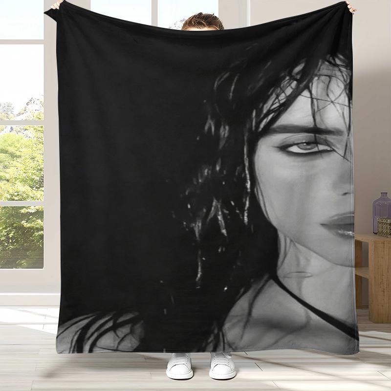 Fashion Billie Eilish Singer Star Flannel Blanket,Ultra Soft Warm Plush Throw for Home Bedroom Bed Sofa Cover Office Camping