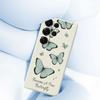 For Samsung Galaxy S25 Ultra Case Green Butterfly Pattern Printing Straight Edge TPU Phone Back Cover