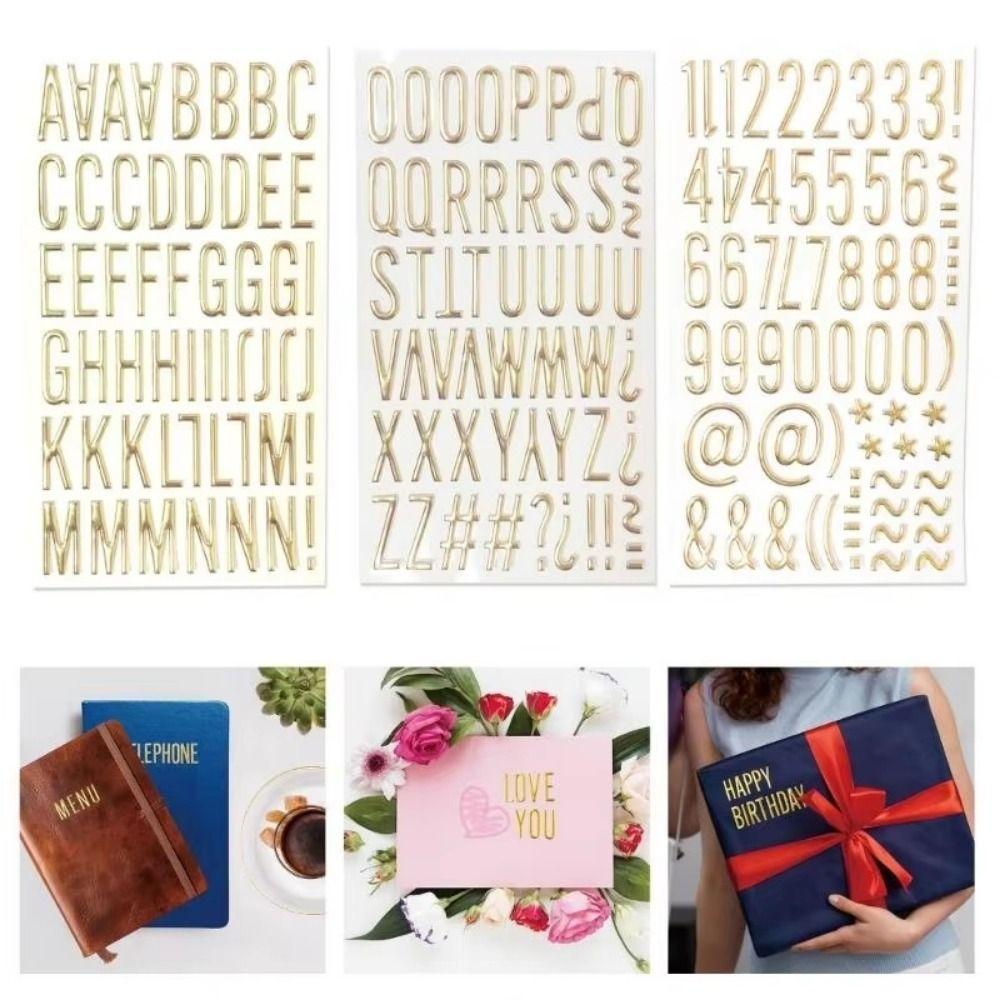 3Sheets Self Adhesive 3D Letter Alphabet Stickers 3D Puffy Number Decals  Greeting Cards
