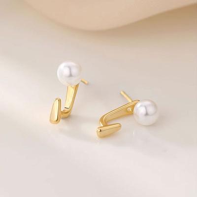 Rear Hanging Pearl Earrings for Women Light Luxury Niche Design New Year New Trendy Earrings