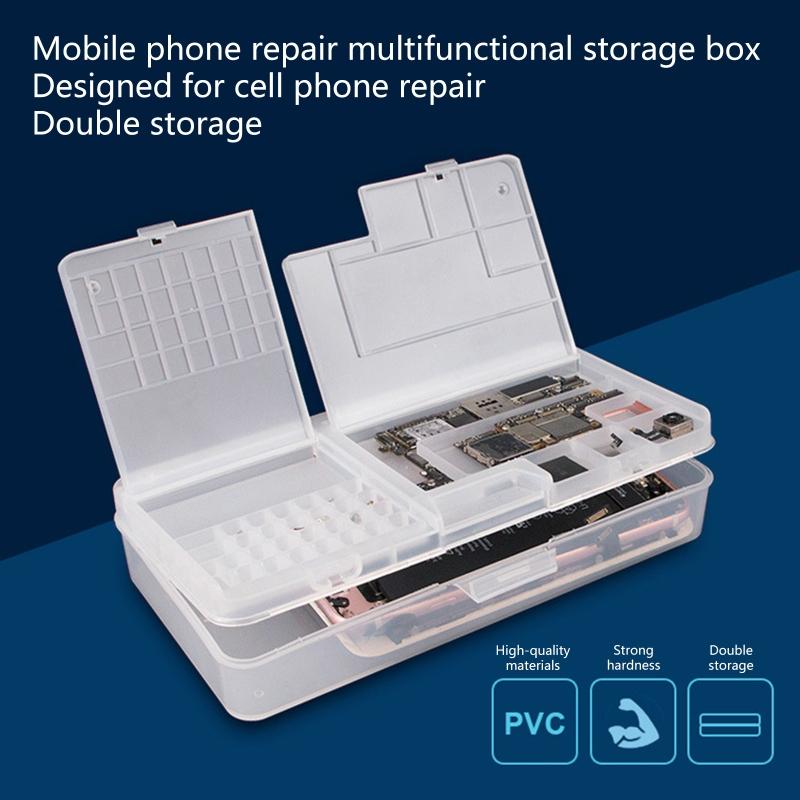 Multi-function Box with Double Layer Mobile Phone LCD Screen Mainboard IC Parts Repair Plastic Storage Box PVC Material