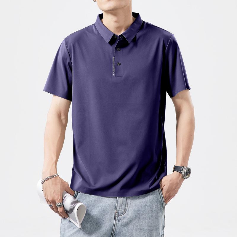 Ice Silk Summer Men's Short-sleeved Shirt, Collar, Lapel, Polo Shirt, Men's Casual Cool and Fashionable Versatile T-shirt Top