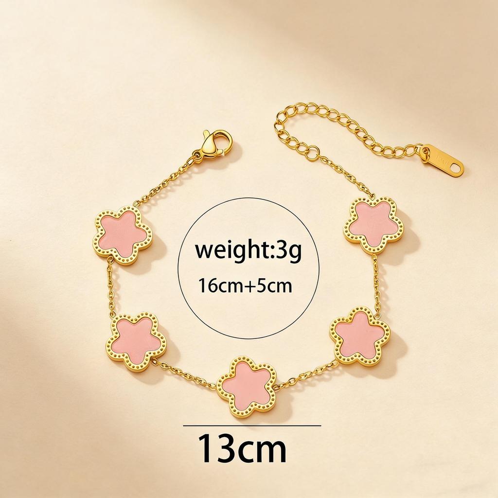 18K Titanium Steel Four-Leaf Clover Bracelet for Women - Waterproof, Luxury Feel