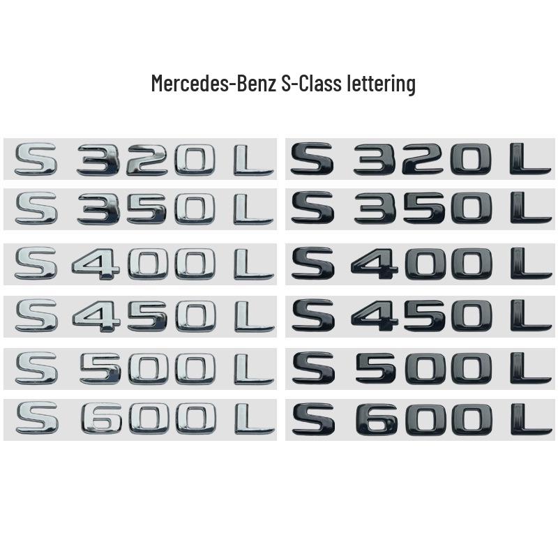 Kompatibel mit Mercedes-Benz S-Klasse (S320L, S350L, S400L, S450L, S500L, S600L) Hinterer englischer Buchstabenaufkleber
