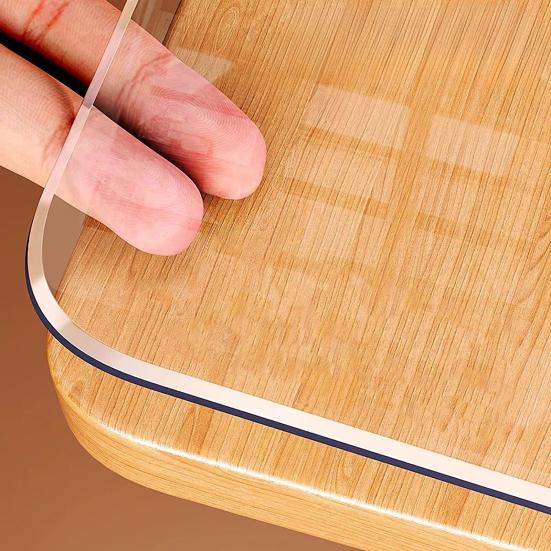 Transparent Table Protector Waterproof Tablecloth 0.8mm Thick Plastic Table Cover Protects from Scratches Spills for Dining Table Kitchen Dresser